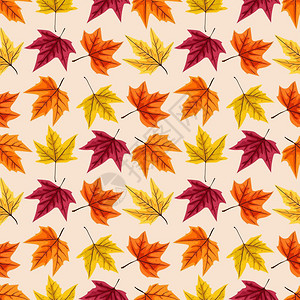 秋叶的无缝模式矢量元素图片