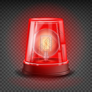 发光的电灯泡警车救护车灯塔消防紧急警报器红色闪光灯插画
