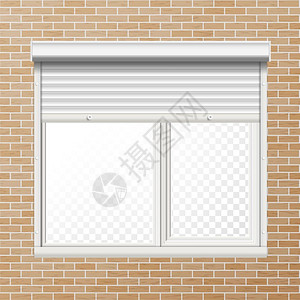 铝单板建筑物矢量滚动百叶窗砖墙插画