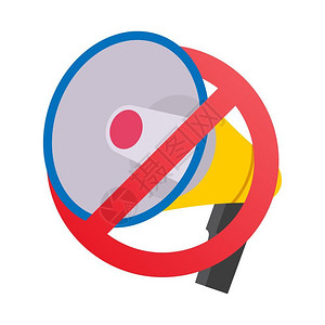 禁止鸣喇叭禁止扩音器的标志插画