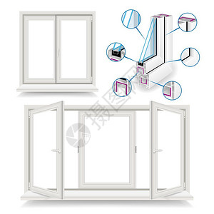 白色窗框3D窗户结构模型矢量设计元素设计图片