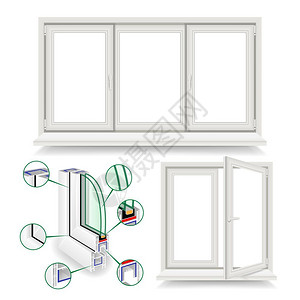 北窗口框架塑料窗口矢量塑料窗口框架剖面孤立示例结构框左角窗口插画