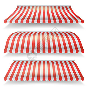 白色帐篷经典红白条纹矢量商店遮阳棚插图插画
