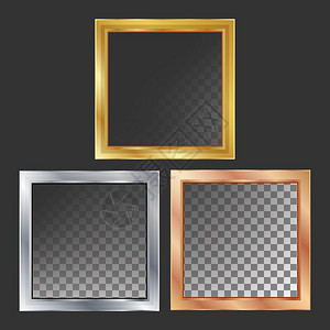 金银铜矩形框架矢量元素图片