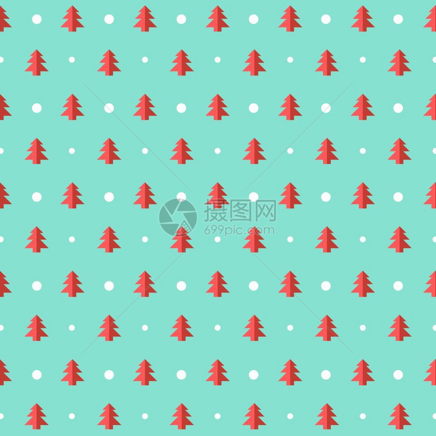 树和雪的圣诞节矢量无缝简单纹理包装纸矢量图片