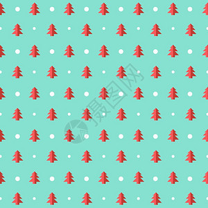 树和雪的圣诞节矢量无缝简单纹理包装纸矢量背景图片