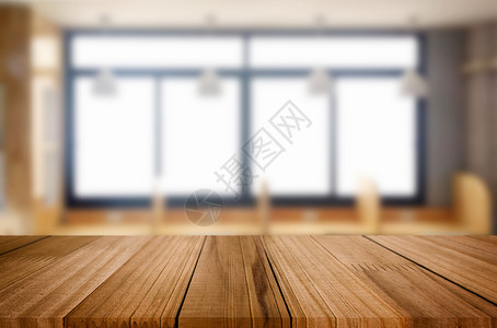 玻璃窗下空白木板背景图片
