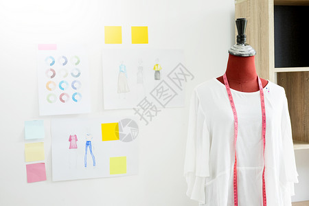 假发红人服装设计裁缝时室的测量胶带创意设计和艺术概念图片