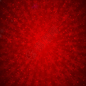 由雪花和星星组成的冬季红色圣诞节背景图片