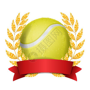网球奖红丝带矢量元素图片