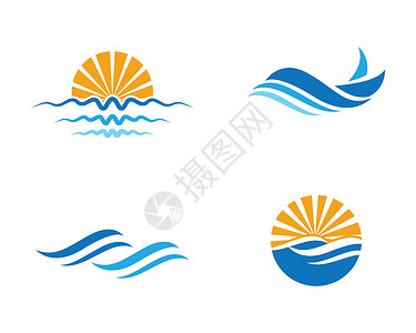水波符号和图标水波符号和图标徽识模板矢量图片