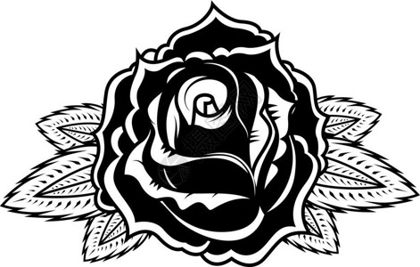 奥斯特莱尔纹身样式中的玫瑰插图刺绣徽章符号设计元素矢量插图插画