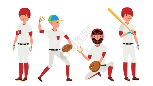 棒球运动员矢量插画集背景图片