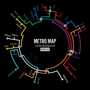 彩色地铁图矢量设计元素图片