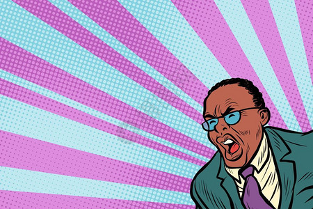 疯子波普艺术大喊的非裔男子设计图片