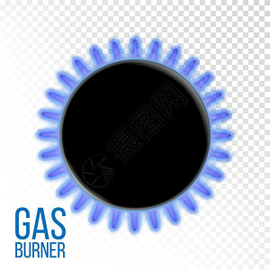 蓝色圆圈火焰气体燃烧器插画