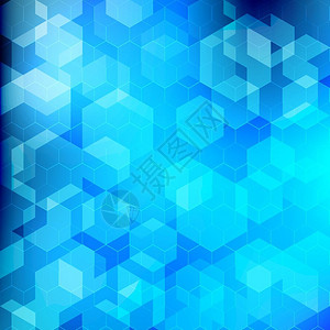 抽象蓝色技术几何六边形图案背景矢量图图片