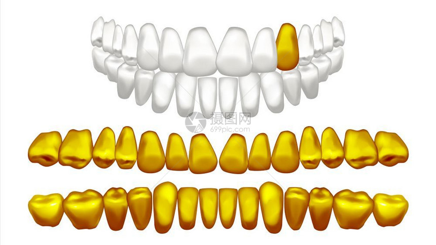 金牙矢量卡通元素图片