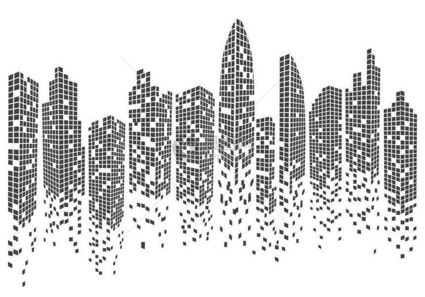 抽象城市矢量背景建筑插画图片
