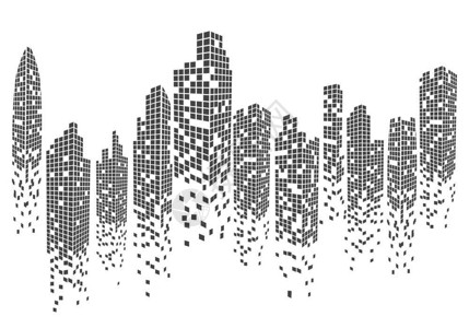 抽象城市矢量背景建筑插画背景图片