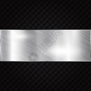 黑色正方形银金属横幅矢量背景图片