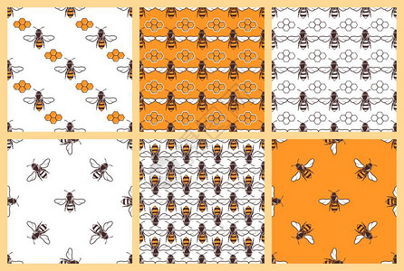 蜂蜜无缝模式艺术设计插图图片