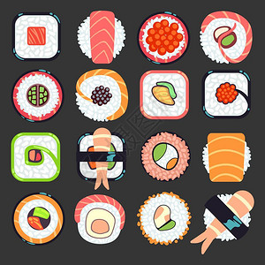 寿司便当日式餐厅传统食品寿司卷插画