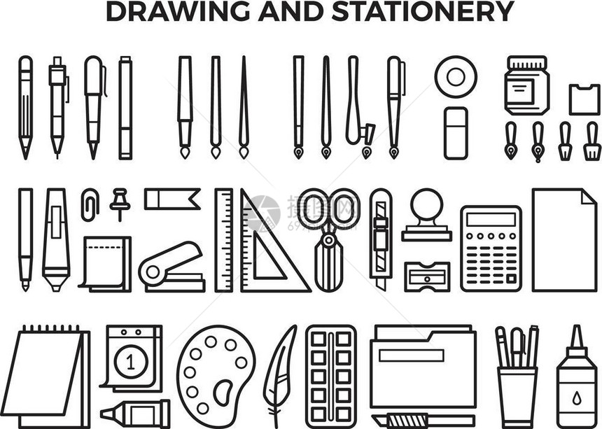 办公室文具和绘图工具图片