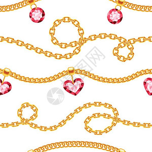 珠宝矢量金链和宝石矢量元素设计图片