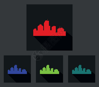 彩色城市天际线城市背景图案图片