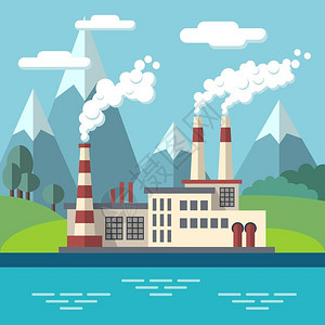 环境保护与工厂矢量插画图片