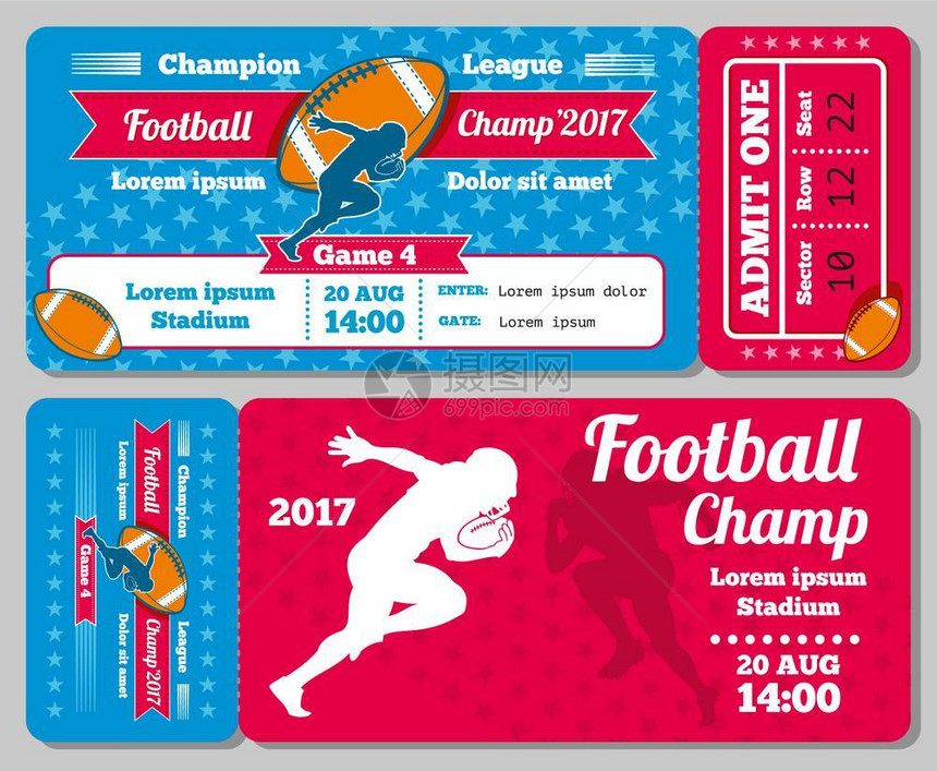 锦标赛橄榄球足票卡矢量设计图片