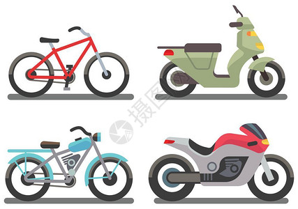 自行车车把自行车和摩托插画