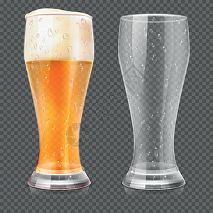 玻璃杯png啤酒杯和啤酒矢量元素插画