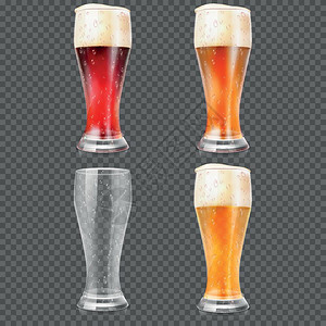 啤酒杯和啤酒矢量组合元素图片