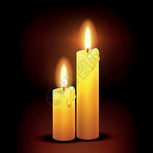 黄色蜡烛烛光燃烧的蜡烛插画