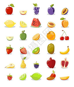 梨子设计素材收集水果和切片收集梨子和苹果柠檬橙子收集梨和苹果柠檬橙子插画