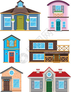 住宅建筑矢量插画组合图片