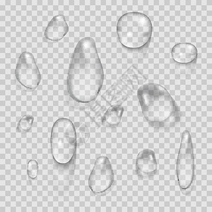 海透明素材透明水滴在格子背景上插图插画