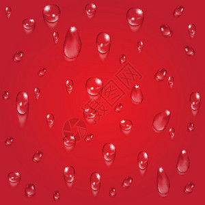 亮红色透明水滴背景雨插图图片