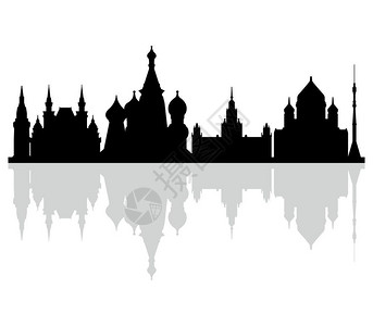 黑白莫斯科城市剪影背景图片