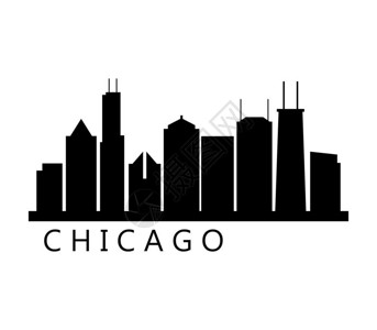 芝加哥建筑剪影背景图片