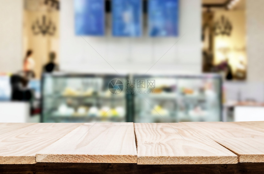 棕色木制桌和模糊背景可用于相片补装或产品显示图片