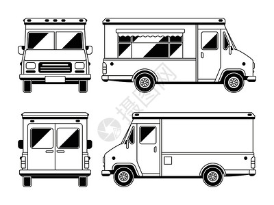 快速货车商用食品汽车模板大纲插画