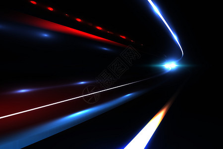 波托韦内雷隧道内的汽车灯光效果图设计图片