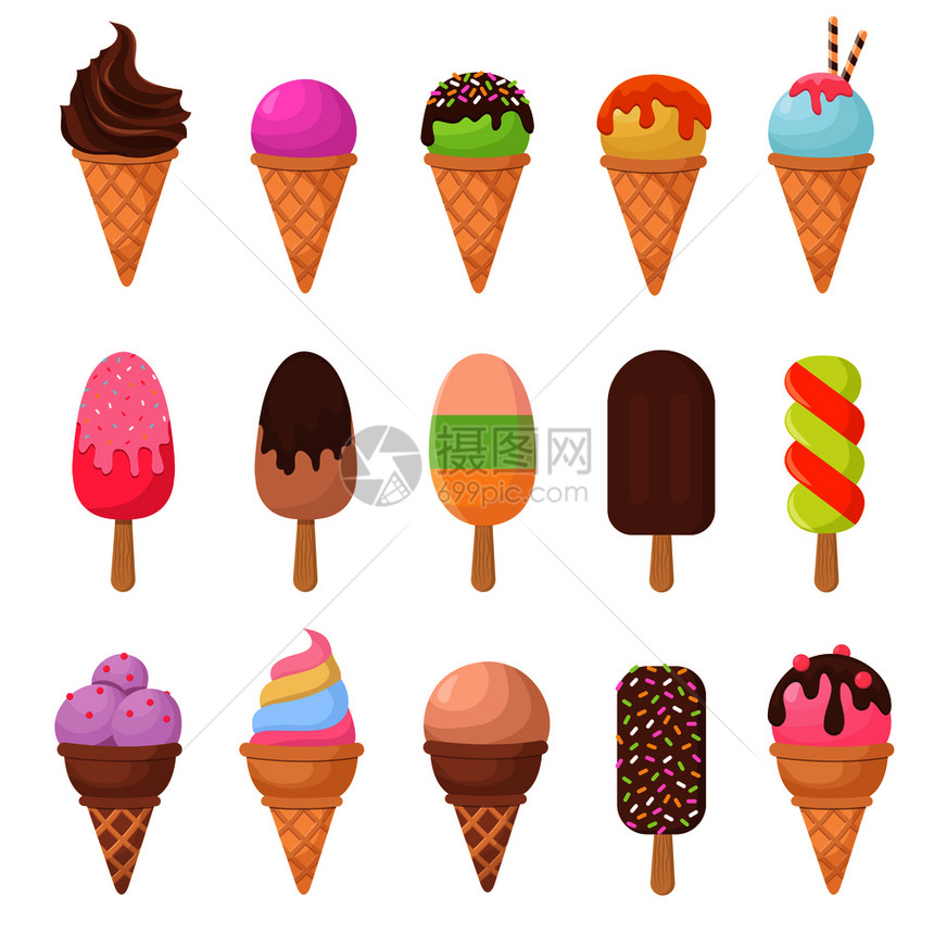 巧克力和香草冰淇淋甜品插图图片