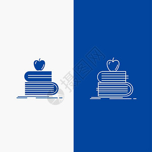学校蓝色书籍苹果线图片