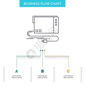 外围设备音频卡外部接口健全的商务流程图设计包括3个步骤设计图片
