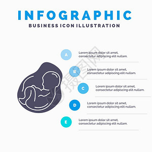婴儿图网站和演示文稿的婴儿怀孕产科胎儿信息图模板插画
