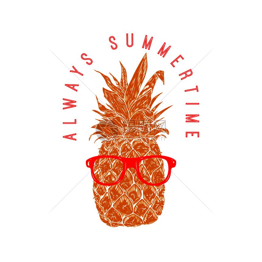 太阳镜中的菠萝海报菜单设计矢量元素插图图片